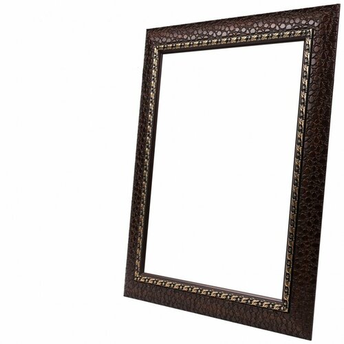 Рама багетная 50х60 см, шир. 44 мм, пластик, под красное дерево / золотой орнамент, Б 899