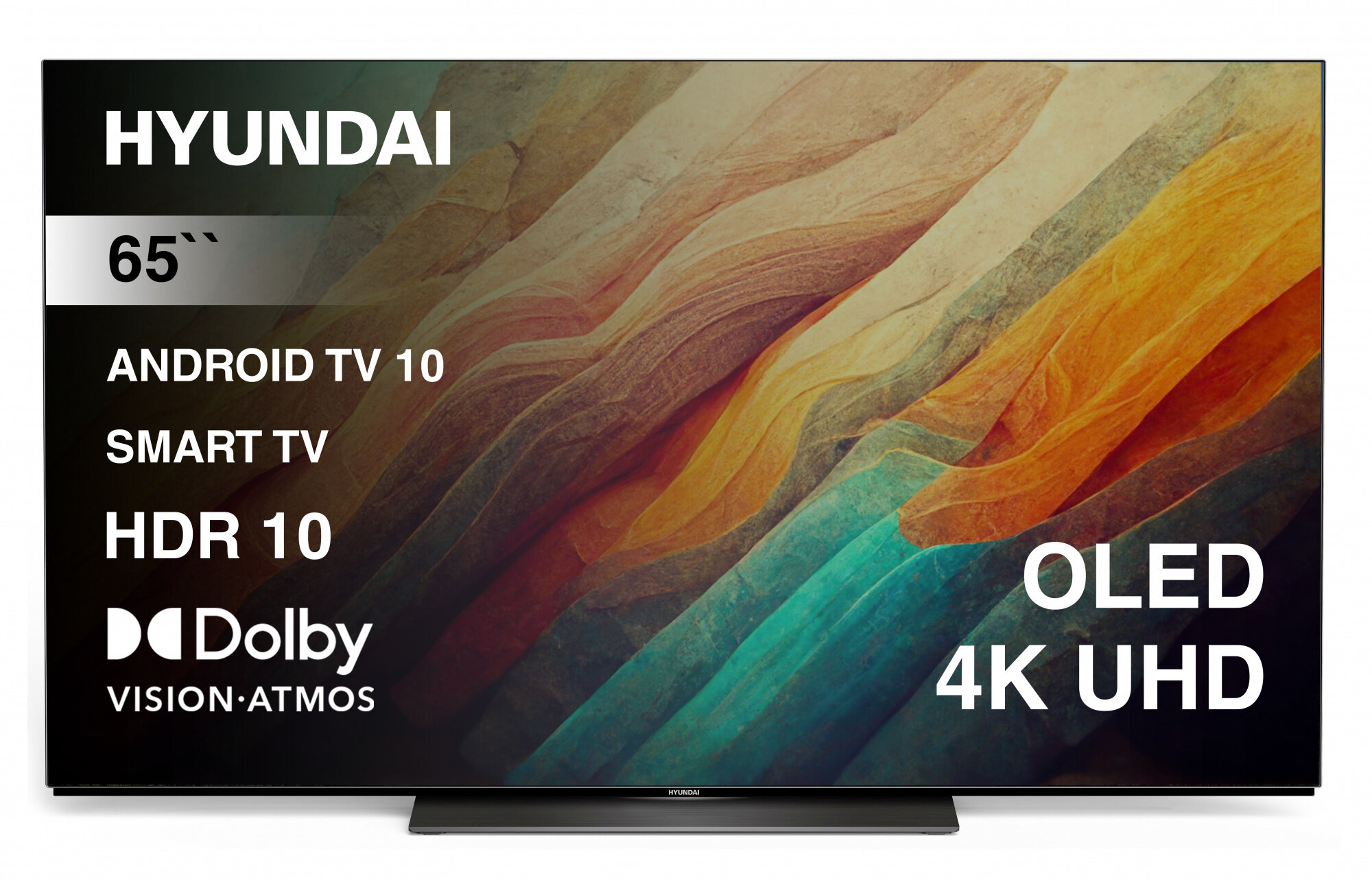 Hyundai 65" H-LED65OBU7700 Android TV Frameless черный/черный 4K Ultra HD 120Hz DVB-T DVB-T2 DVB-C DVB-S DVB-S2 USB W