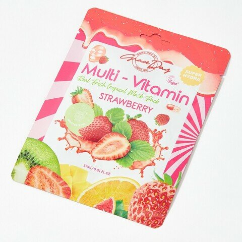 Маска для лица Grace Day Multi-Vitamin Strawberry Mask с экстрактом клубники, 27 мл - фото №5