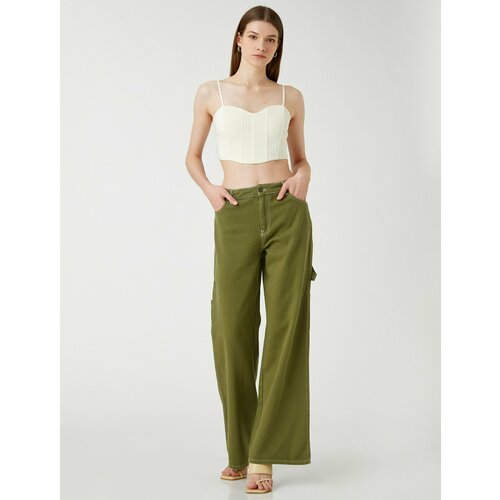 фото Брюки koton, размер 40, хаки