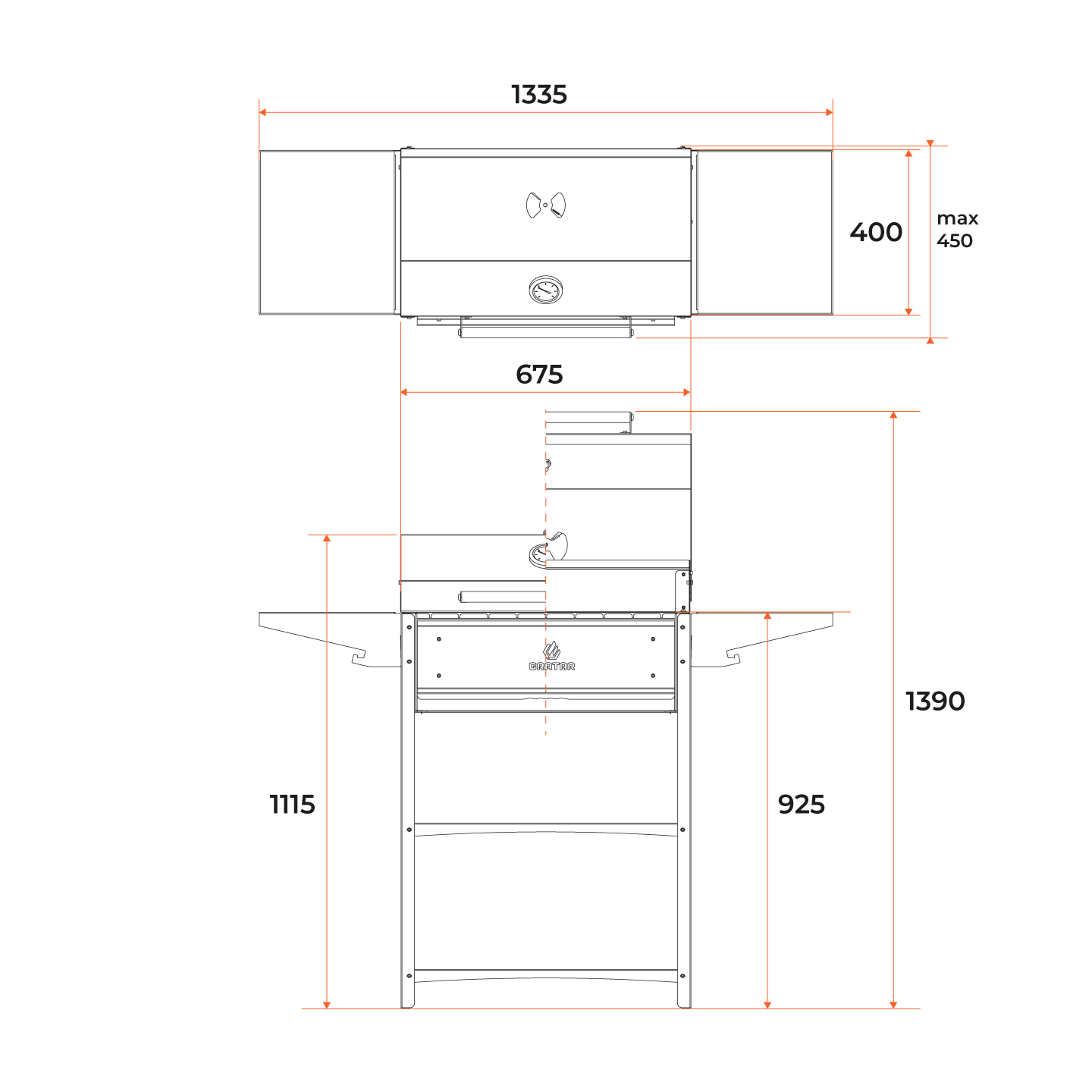 Гриль на дровах Gratar Family Optima BBQ 441х1332х111