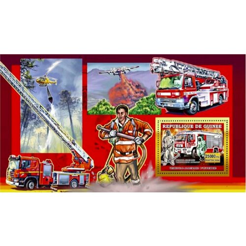 Почтовые марки Гвинея 2006г. Немецкая пожарная машина Пожарные, Автомобили MNH