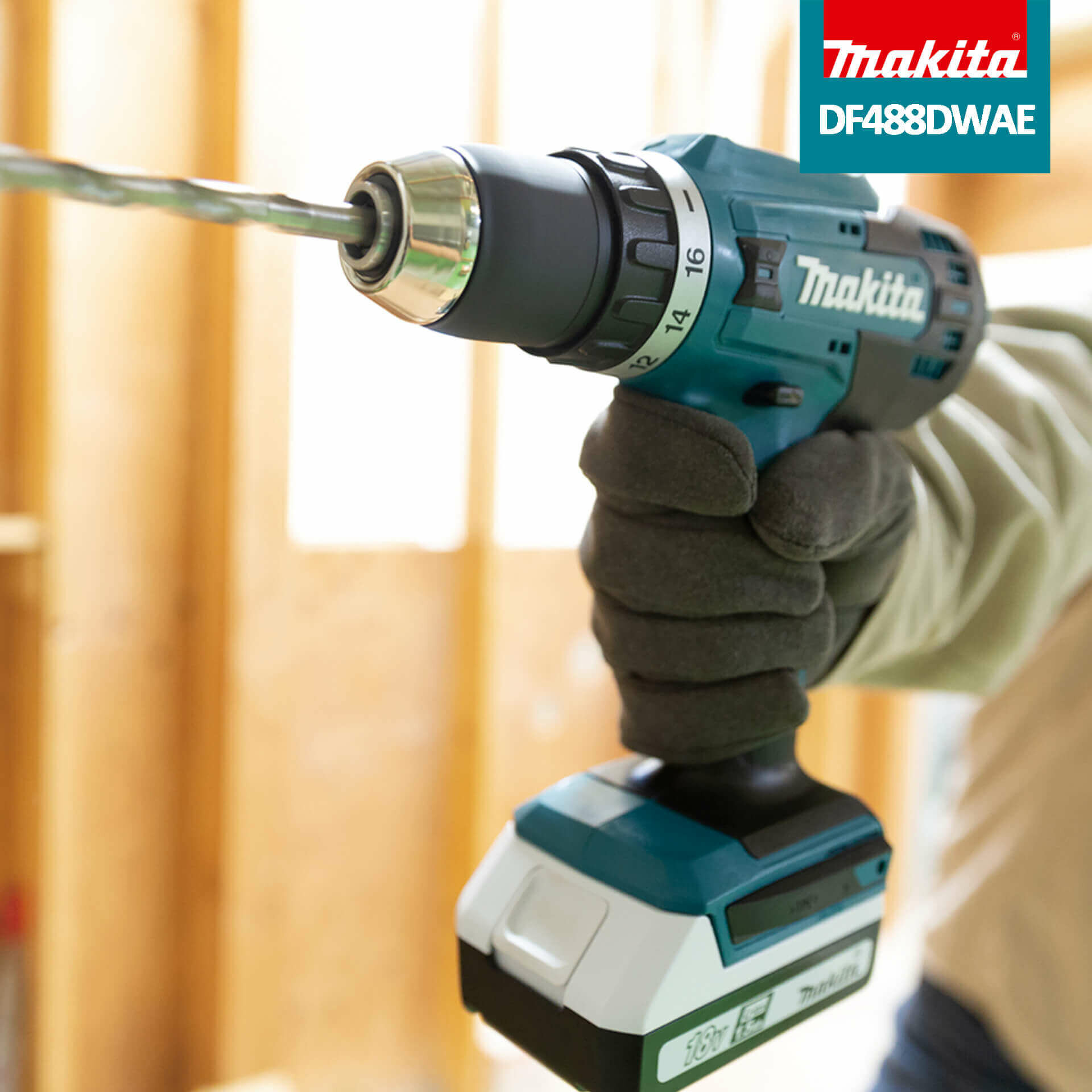 MAKITA DF488DWAE Дрель-шуруповерт аккумуляторный 18V G-Series, 42 Нм в кейсе (2 х 2 Ач) - фото №11