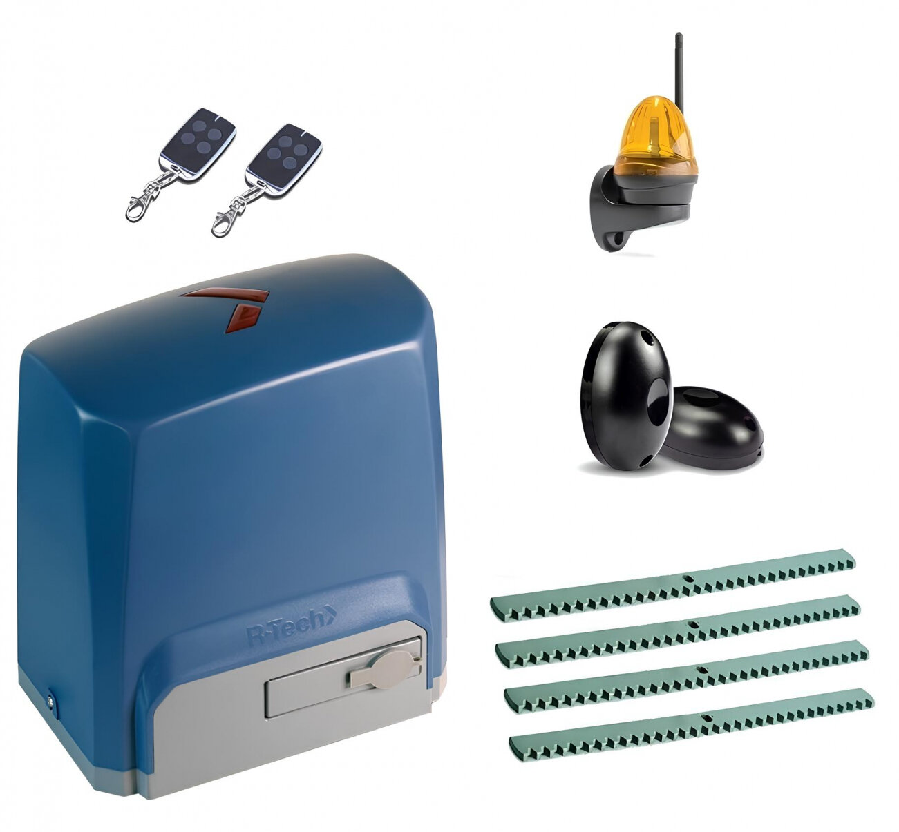 фото Автоматика для откатных ворот R-Tech SL1000AC. M-FULL-K4, комплект: привод, 2 пульта, фотоэлементы, лампа, 4 рейки