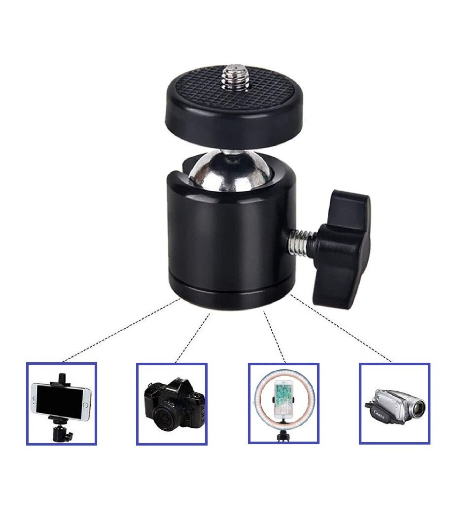 фото Шаровой адаптер для штатива фотокамер и видеокамер, Поворотный шарнир, Штативная головка для кольцевых ламп