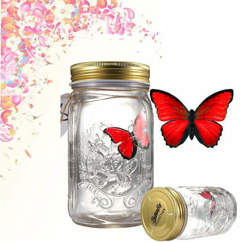 Бабочка в банке на батарейках электронная с подсветкой бабочка в банке летает