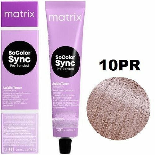 Matrix Color Sync Гелевый тонер с кислотным РН для волос 10PR жемчужно розовый 90мл