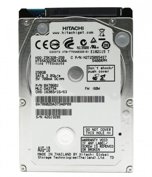 Жесткий Диск Hitachi HTS543225A7A384 250Gb 5400 SATAII 2,5" HDD