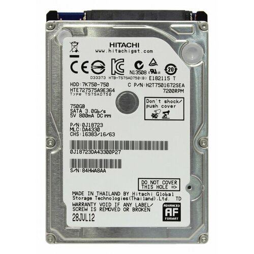 Жесткий диск HGST 0J18723 750Gb 7200 SATAII 25 HDD 6170₽