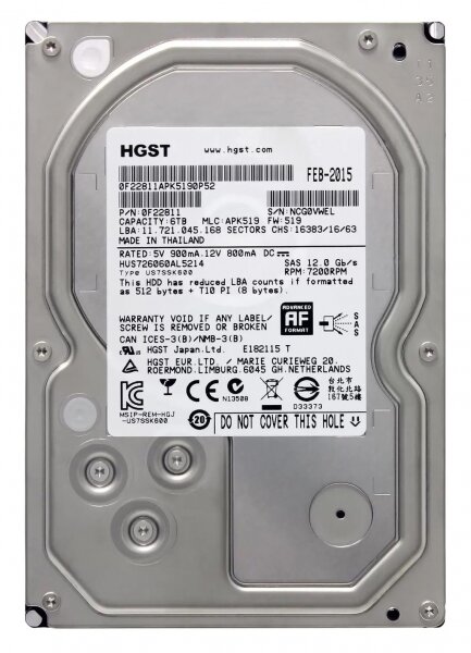 Жесткий диск HGST HUS726060AL5214 6Tb 7200 SAS 3,5" HDD