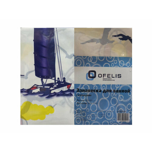 Занавеска для ванной ofelis море 180х180 см peva dsco2687 белая 599₽