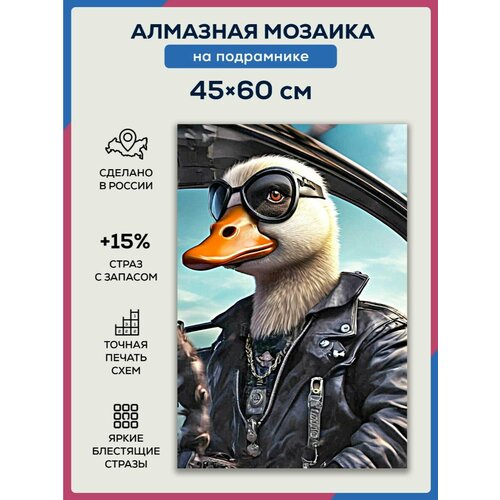 Алмазная мозаика 45x60 Гусь лётчик на подрамнике