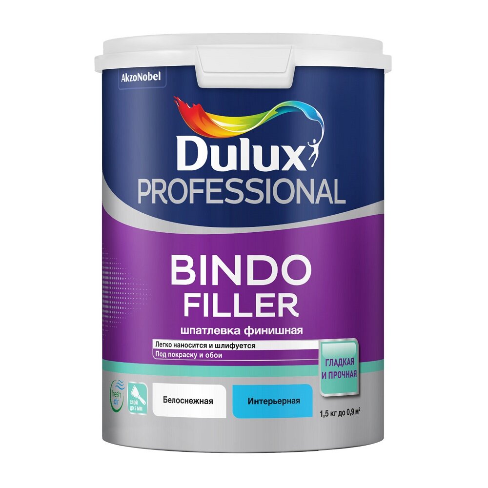 шпатлевка готовая DULUX Bindo Filler финишная 1,5кг - фото №5