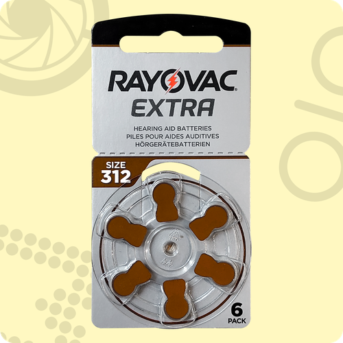 Rayovac 312 Коричневый (ZA312) Extra | 1, 45 вольт Воздушно-цинковые Батарейки для слуховых аппаратов - 6шт.