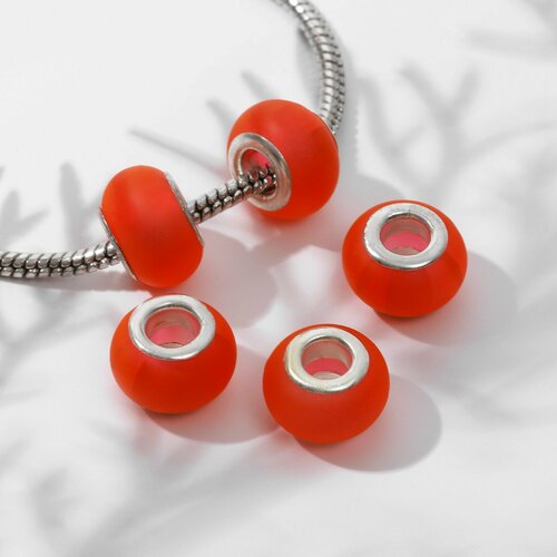 Бусина Матовый стиль под фосфорный агат цвет красный в серебре 262₽