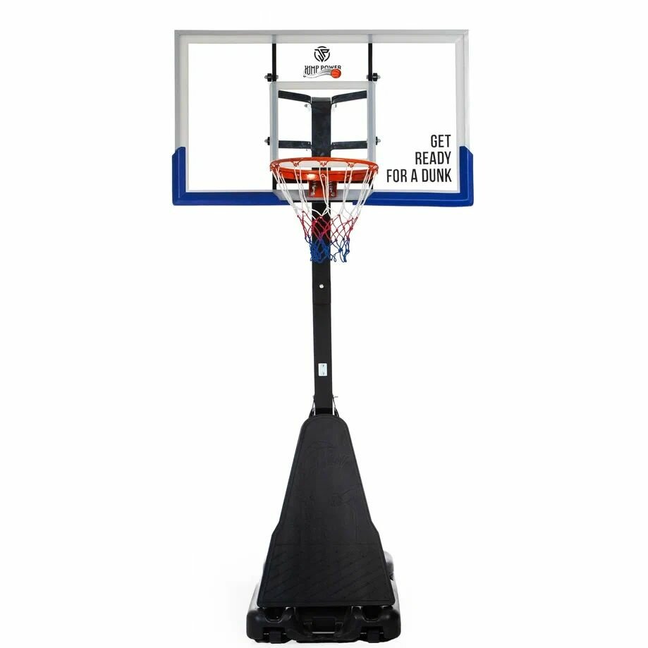 Баскетбольная стойка с щитом и кольцом JUMP POWER Hyper Stand HS-54 с винтовым домкратом/регулировка 230-205см/уличная для баскетбола и стритбола