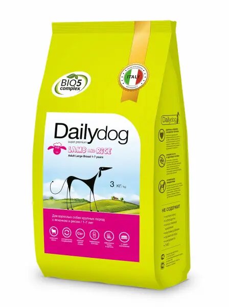 Сухой корм Dailydog ADULT LARGE BREED для взрослых собак крупных пород с ягненком и рисом 3 кг