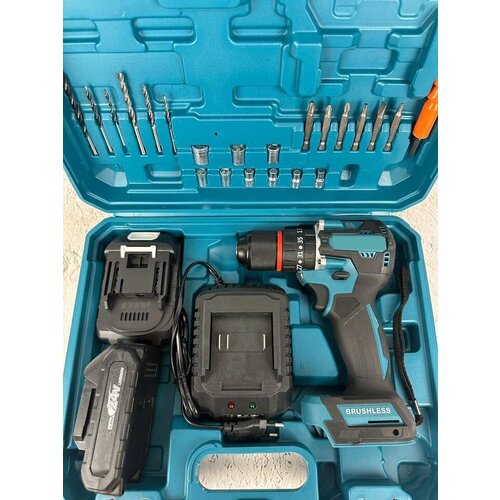 Шуруповерт аккумуляторный 24V бесщеточный с набором инструментов бит свёрл головок 650000₽