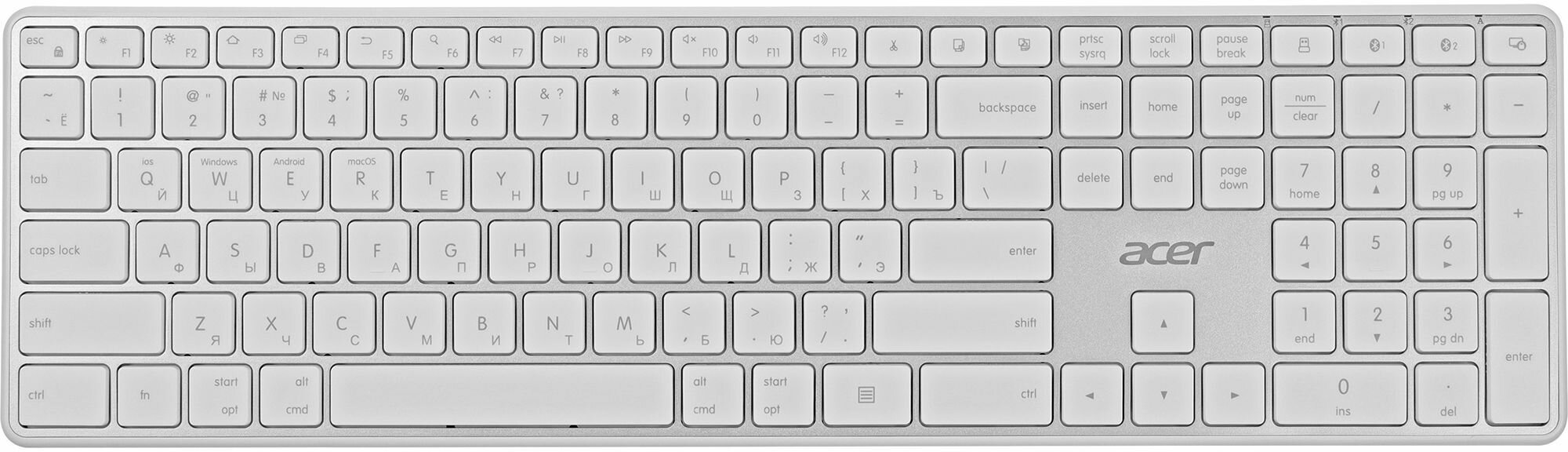 Клавиатура беспроводная Acer OKR301 (ZL.KBDEE.015) подсветка, numpad, Белый