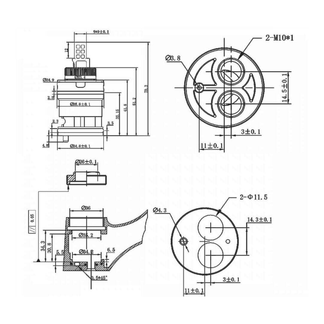Картридж D35 для смесителя, тип D, AV Engineering (AVSSS-092) — фото 1