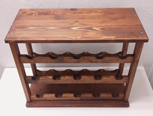 Изображение товара Стеллаж для 15 бутылок вина и шампанского деревянный со столешницей. Мербау.