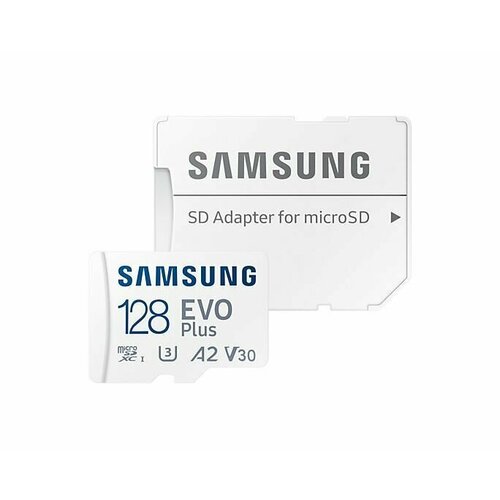 Карта памяти Samsung EVO Plus microSDXC 128 ГБ Class 10, V30, A2, UHS-I U3, R 130 МБ/с, адаптер на SD