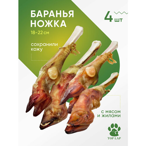 Ножка барана 4 штуки, для зубов собак, натуральное лакомство для щенков, лакомство для мелких собак