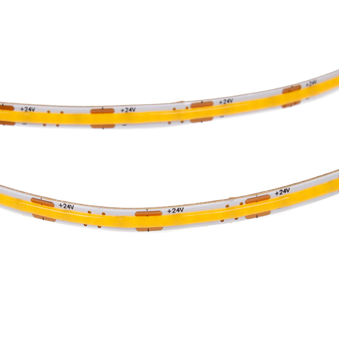 Светодиодная лента COB, 400 chip/m, теплая 3000К, 24V, 6W/m, CRI>90, P8, IP20, A661