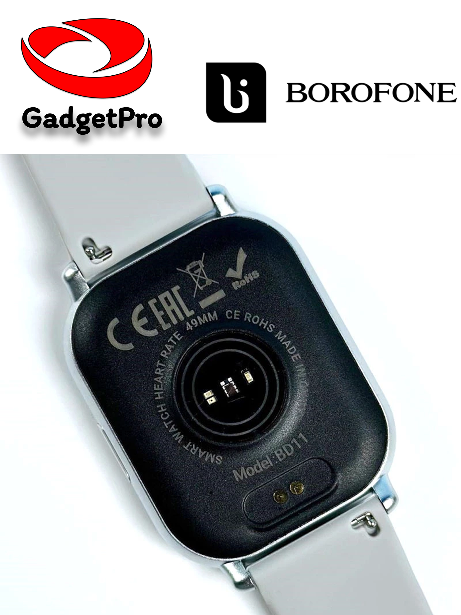 Умные часы Borofone BD11 2.01" сенсорные, Bluetooth 5.0, пульсометр, SpO2, 220 мАч, IPX4, серебристый — фото 1