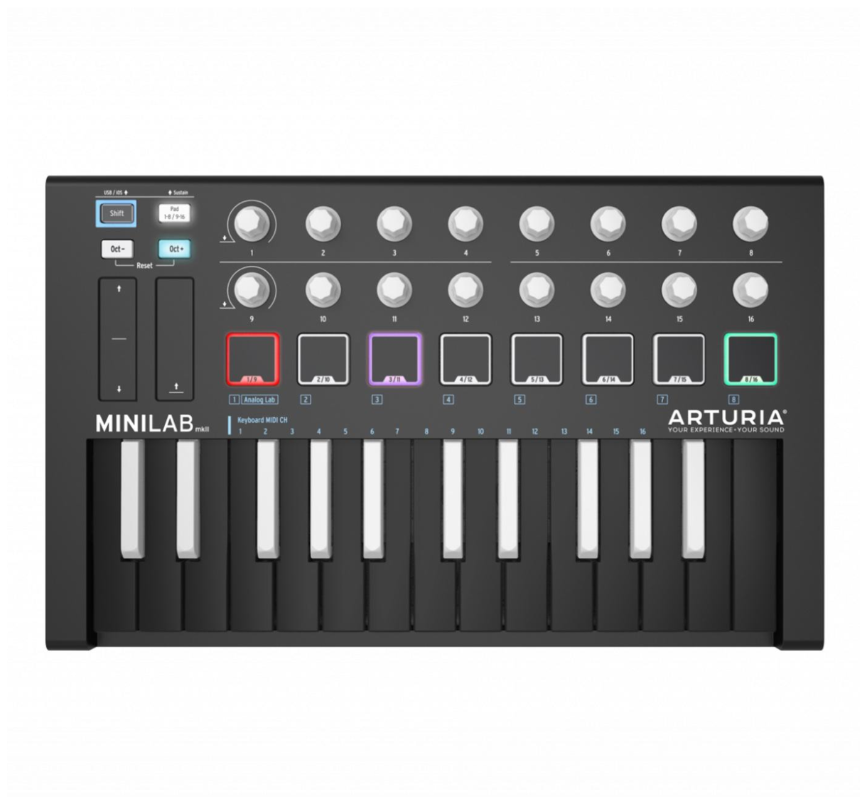 Arturia MiniLab mkII Inverted 25-клавишная низкопрофильная, динамическая MIDI мини-клавиатура