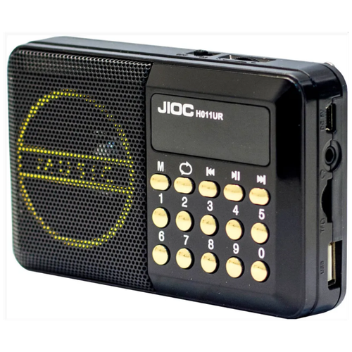 Радиоприемник портативный от батареи, черный / ФМ радио / FM radio / USB / TF card / 3w / 800 mah