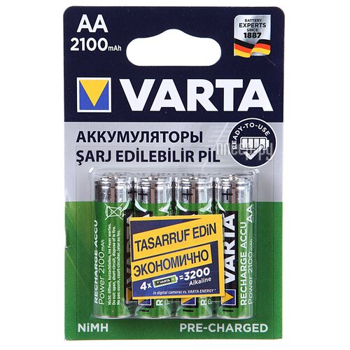 фото Аккумулятор aa - varta 2100 mah bl4 ready2use (4 штуки) 56706