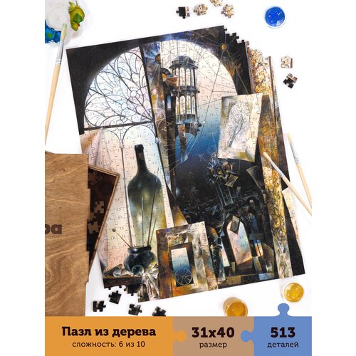 фото Пазлы деревянные «h2so4, ночь без воды» , 513 деталей размер 31х40 см collaba puzzle