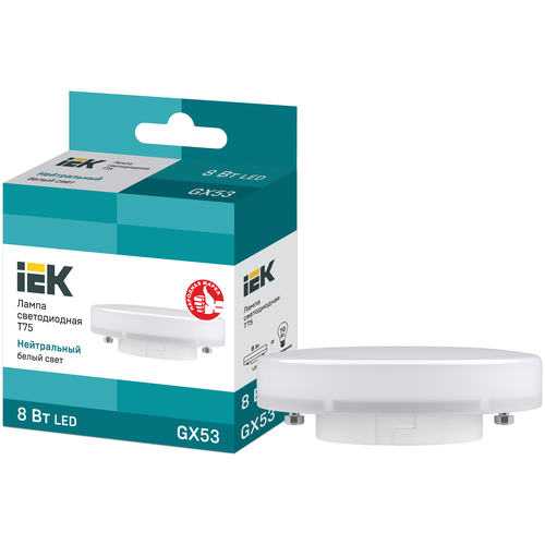 фото Лампа светодиодная iek eco таблетка 4000k, gx53, t75, 8вт