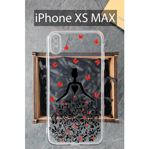 Силиконовый чехол Принцесса в бабочках для iPhone XS MAX прозрачный / Айфон XС макс силиконовый чехол девушка с котом для iphone xs max прозрачный айфон xс макс
