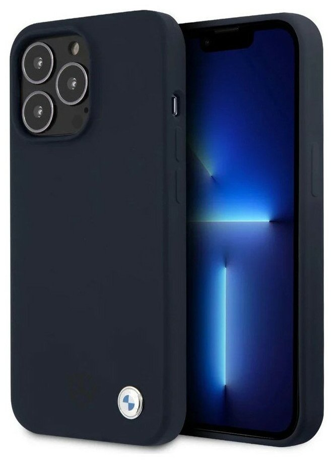 Чехол BMW Liquid silicone Hard для iPhone 13 Pro Max, цвет Темно-синий (BMHCP13XSILNA)