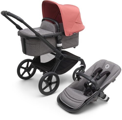 Детская коляска 2 в 1 Bugaboo Fox5 Black/Grey Melange/Sunrise red