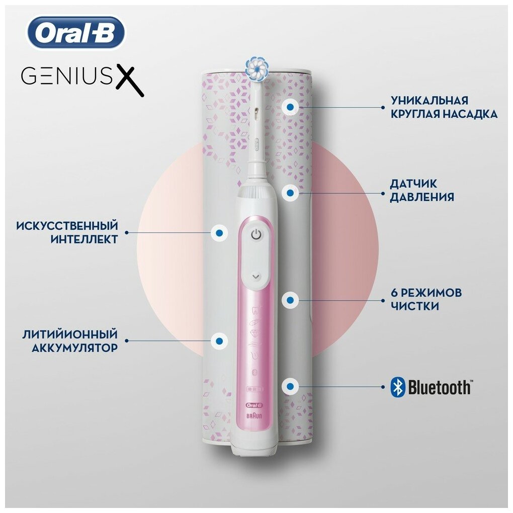 Электрическая зубная щетка Oral-B Genius X 20000N D706.515.6X, pink - фотография № 3
