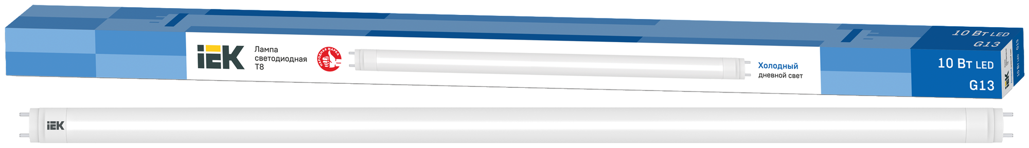 Iek LLE-T8-10-230-65-G13 Лампа светодиодная ECO T8 линейная 10Вт 230В 6500К G13 IEK ( люм.ламп