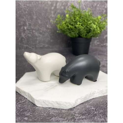 Статуэтка керамическая 8см Фигурка медведь 2шт Декор и интерьер Декор для дома