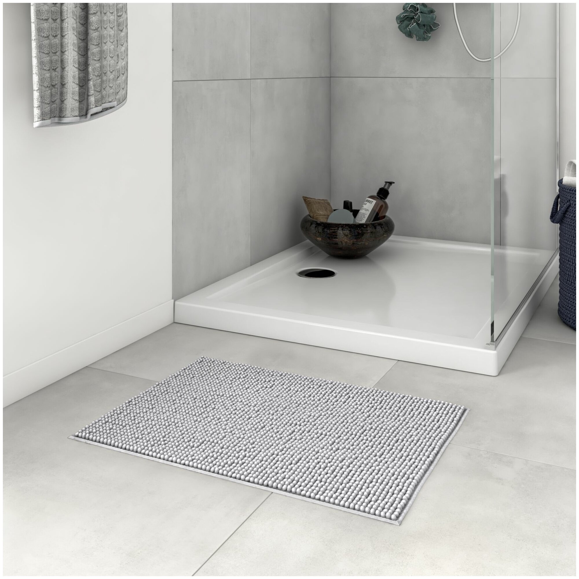 Коврик для ванной комнаты Easy 60x40 см цвет тёмно-серый