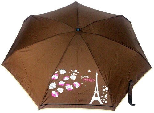 Мини-зонт механика, 5 сложений, купол 91 см, 7 спиц, чехол в комплекте, для женщин, коричневый