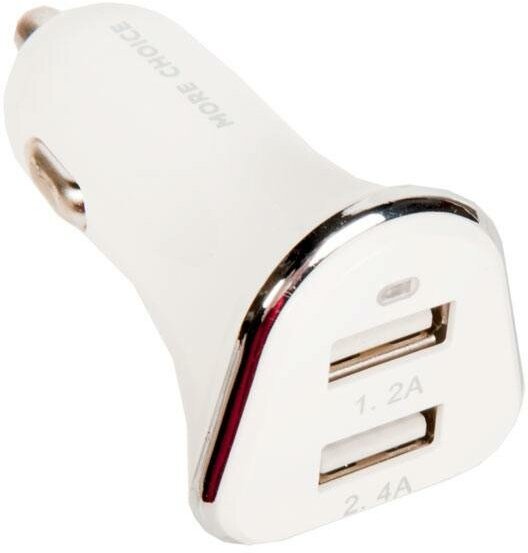 Зарядное устройство автомобильное More Choice 2*USB 2.4A для Type-C White - фото №14