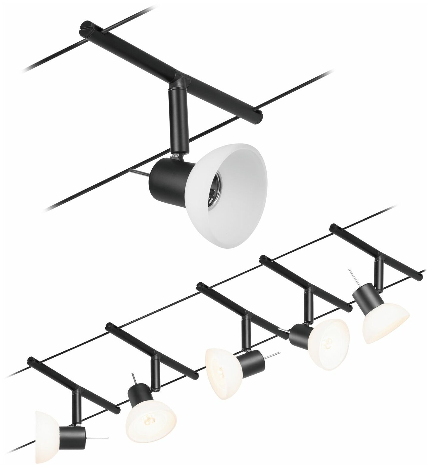 Светильник струнный Paulmann Sheela макс.10Вт GU5.3 230/12В Черный мат Набор 5 спотов без ламп 94450