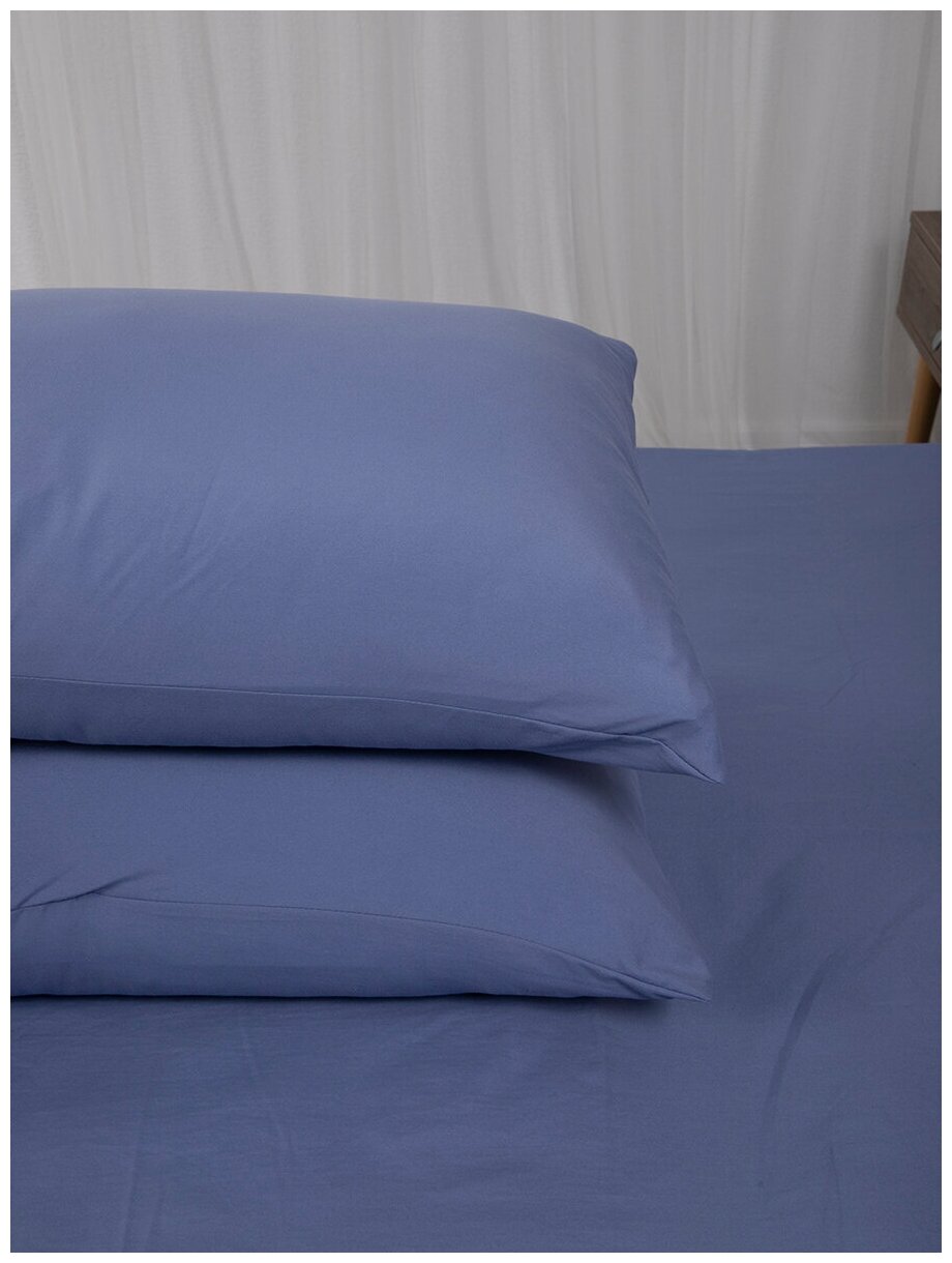 Комплект постельного белья 2-спальный с европростыней, жатка полисатин цвет нежный василёк - фотография № 5