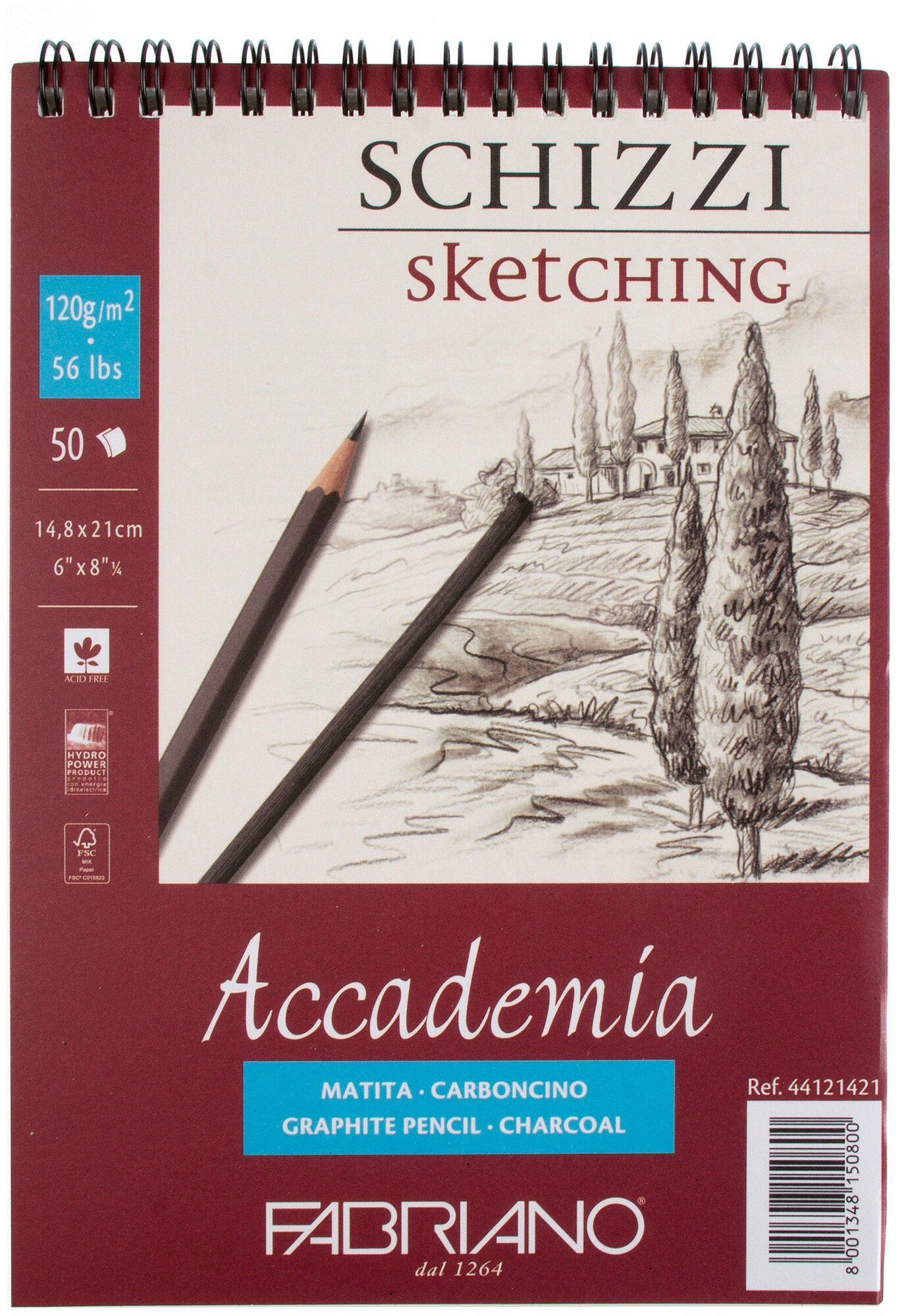 Блокнот для эскизов на спирали Fabriano "Accademia sketching" 14,8х21 см 50 л 120 г - фото №11