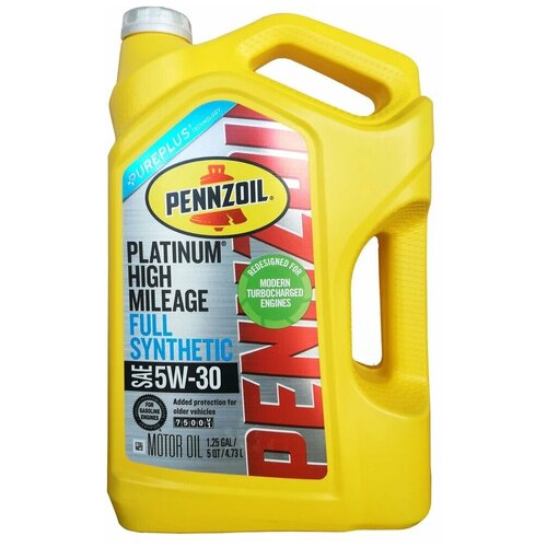 Синтетическое моторное масло Pennzoil Platinum High Mileage Full Synthetic Motor Oil 5W-30, 0.946 л