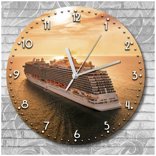 Настенные часы УФ пейзаж (корабль, ship, море, океан, вода, плавание, путешествия, красивый пейзаж) - 2129