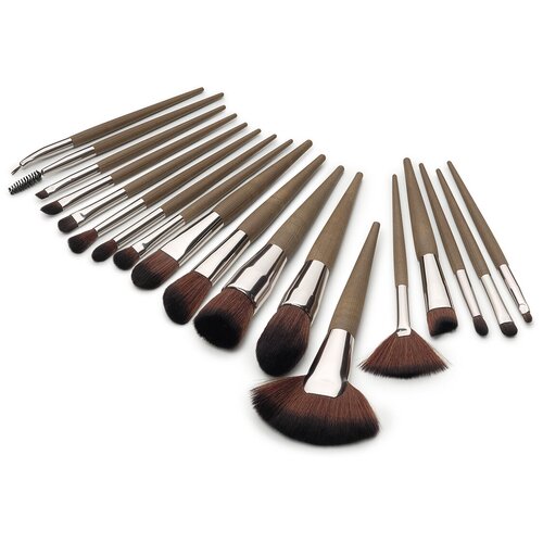 фото Zoreya набор кистей для макияжа в коричневом чехле, 18шт zz182 zoreya cosmetics