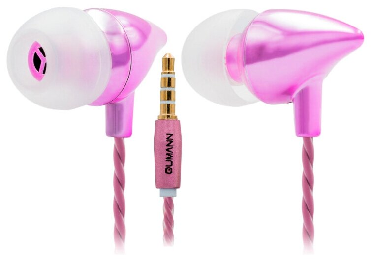 Headphones / Наушники Qumann QSE-02 Butterfly проводные с мик., розовый металлик
